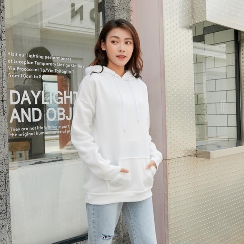 【海麗娜】韓版加絨連帽衛衣 學生衛衣 長袖上衣 帽T T恤 多色寬鬆慵懶風大碼下半身失蹤衛衣 上衣女【A24】-細節圖6