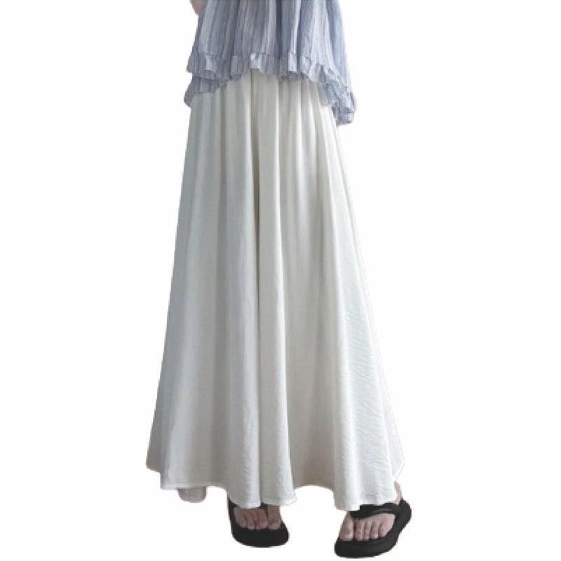 【海麗娜】高腰冰絲褲裙 垂感裙褲 百褶闊腿褲 休閒寬褲 A字半身寬鬆顯瘦慵懶風飄飄百搭褲 褲子女【C1204】-細節圖9