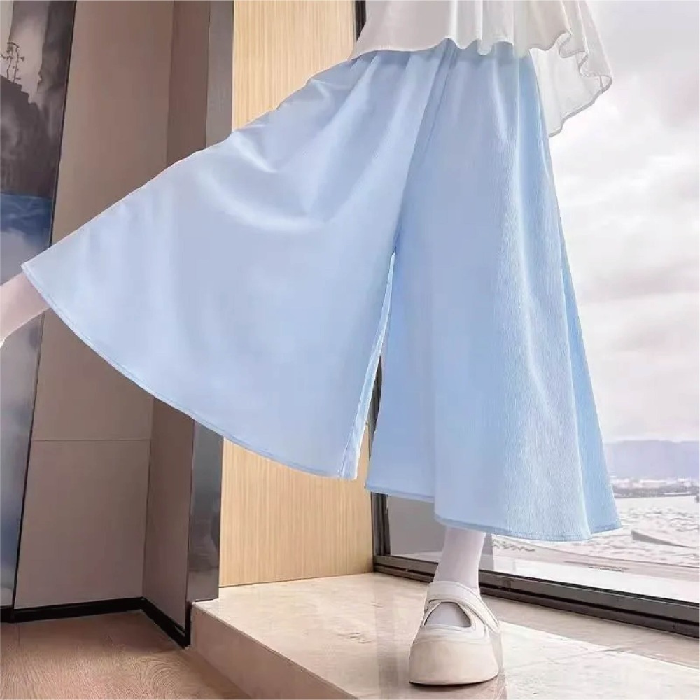 【海麗娜】高腰冰絲褲裙 垂感裙褲 百褶闊腿褲 休閒寬褲 A字半身寬鬆顯瘦慵懶風飄飄百搭褲 褲子女【C1204】-規格圖9