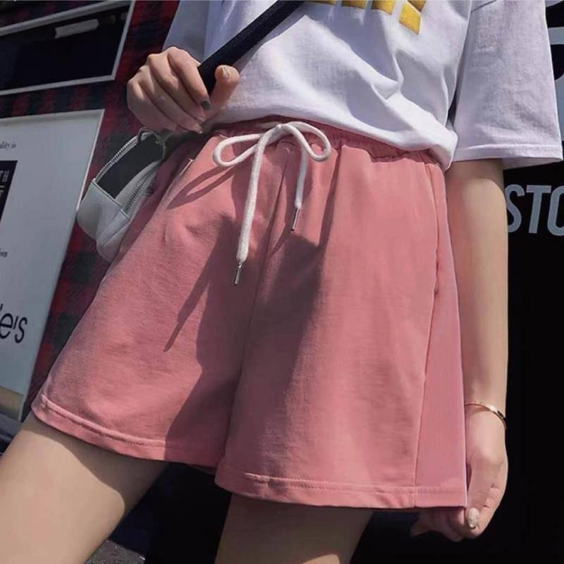 【海麗娜】韓版寬鬆運動短褲 拉繩真理褲 高腰素色短褲 居家休閒短褲 睡褲 熱褲 短褲女 【C1201】-細節圖4