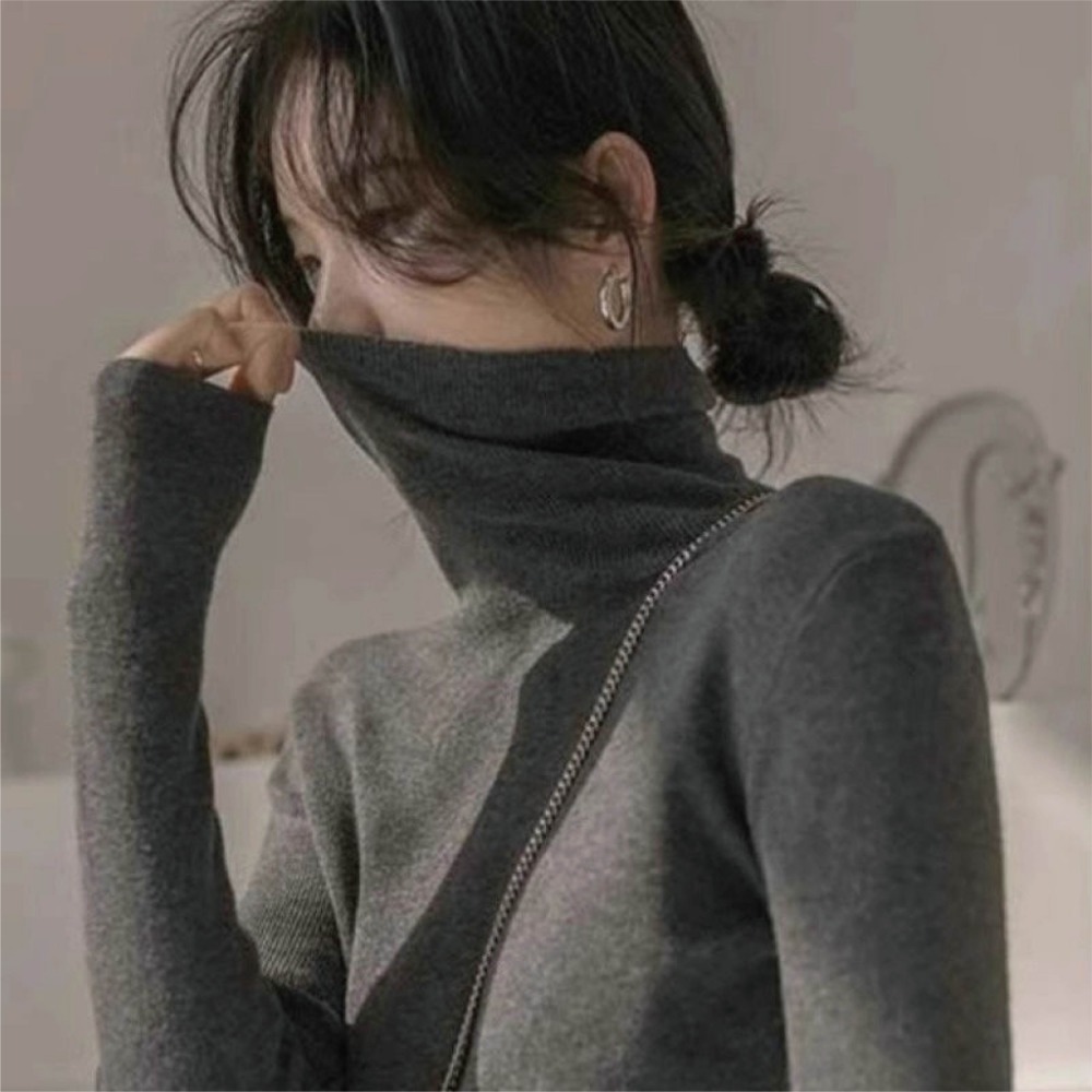 【海麗娜】柔美色系高領長袖打底衫 素色針織上衣 柔軟保暖修身顯瘦韓版套頭 毛衣 發熱衣 女裝【A2288】-規格圖10