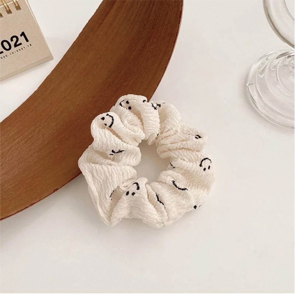 【門市激勵案】【海麗娜】韓版微笑髮圈 五組賣場大腸圈 頭飾 髮飾 ins風 笑臉髮圈【D34】-細節圖2