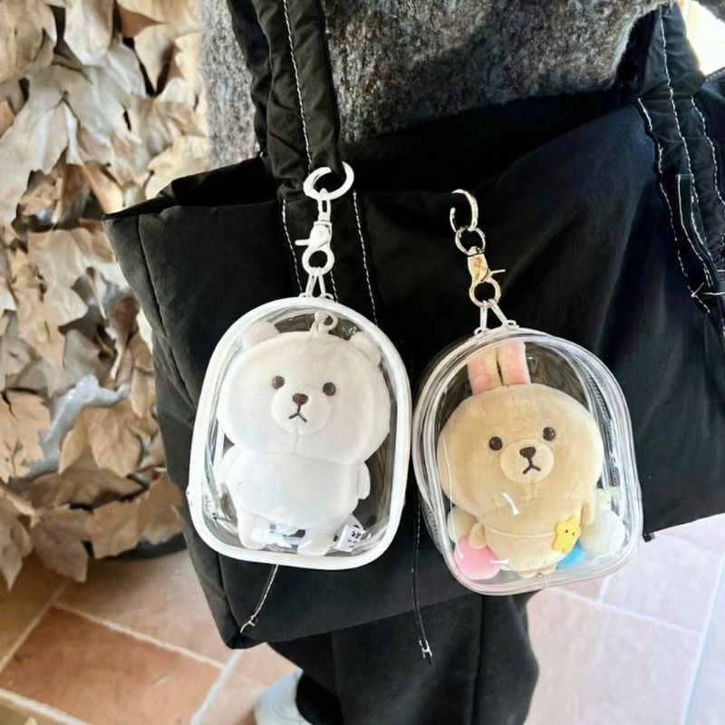 【海麗娜】10cm娃透明遛娃包 吊飾公仔娃包 娃娃盲盒痛包 曬娃包 外出包 娃娃收納公仔收納展示防塵掛件 【D147】-細節圖2