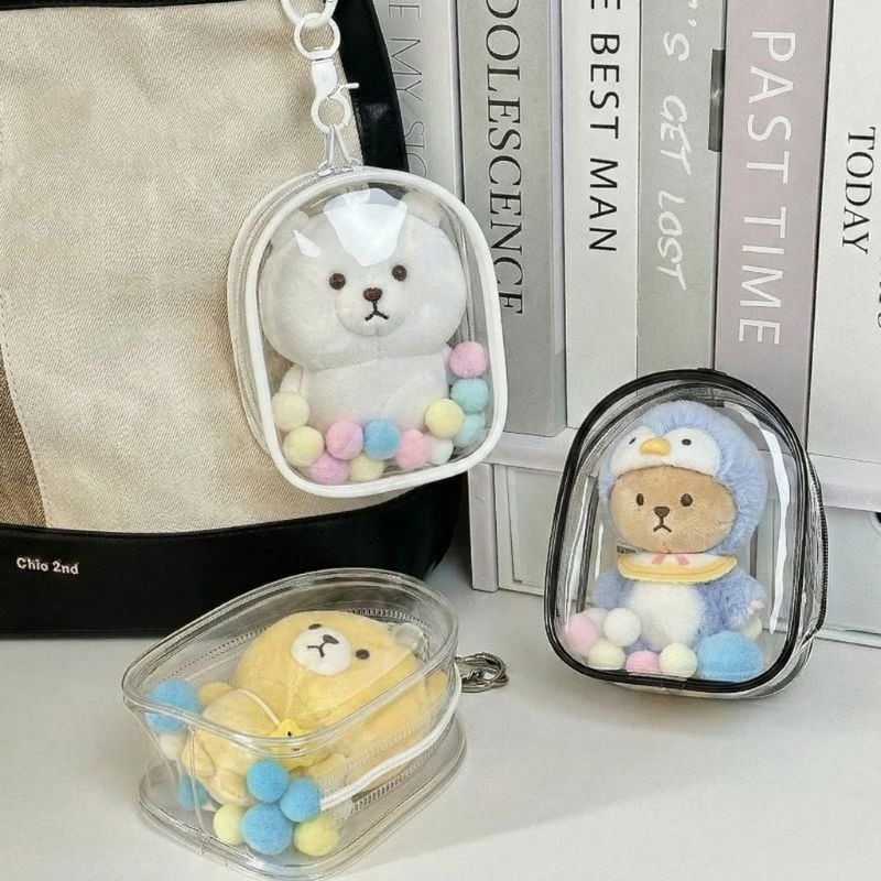 【海麗娜】10cm娃透明遛娃包 吊飾公仔娃包 娃娃盲盒痛包 曬娃包 外出包 娃娃收納公仔收納展示防塵掛件 【D147】-細節圖5