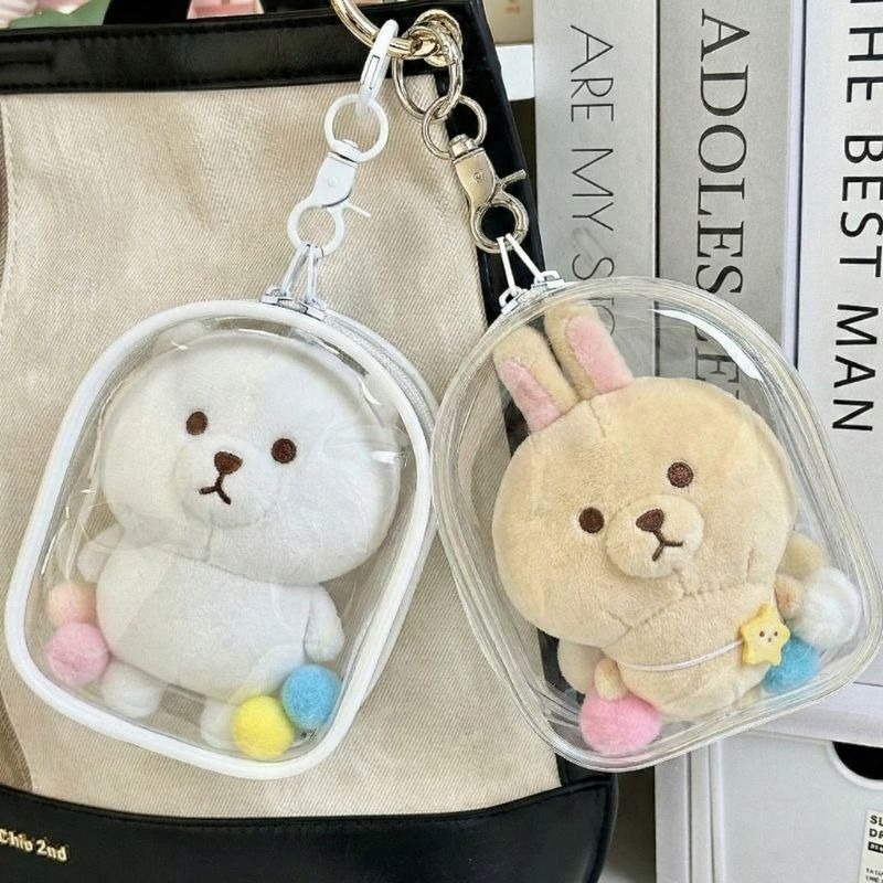 【海麗娜】10cm娃透明遛娃包 吊飾公仔娃包 娃娃盲盒痛包 曬娃包 外出包 娃娃收納公仔收納展示防塵掛件 【D147】-細節圖6