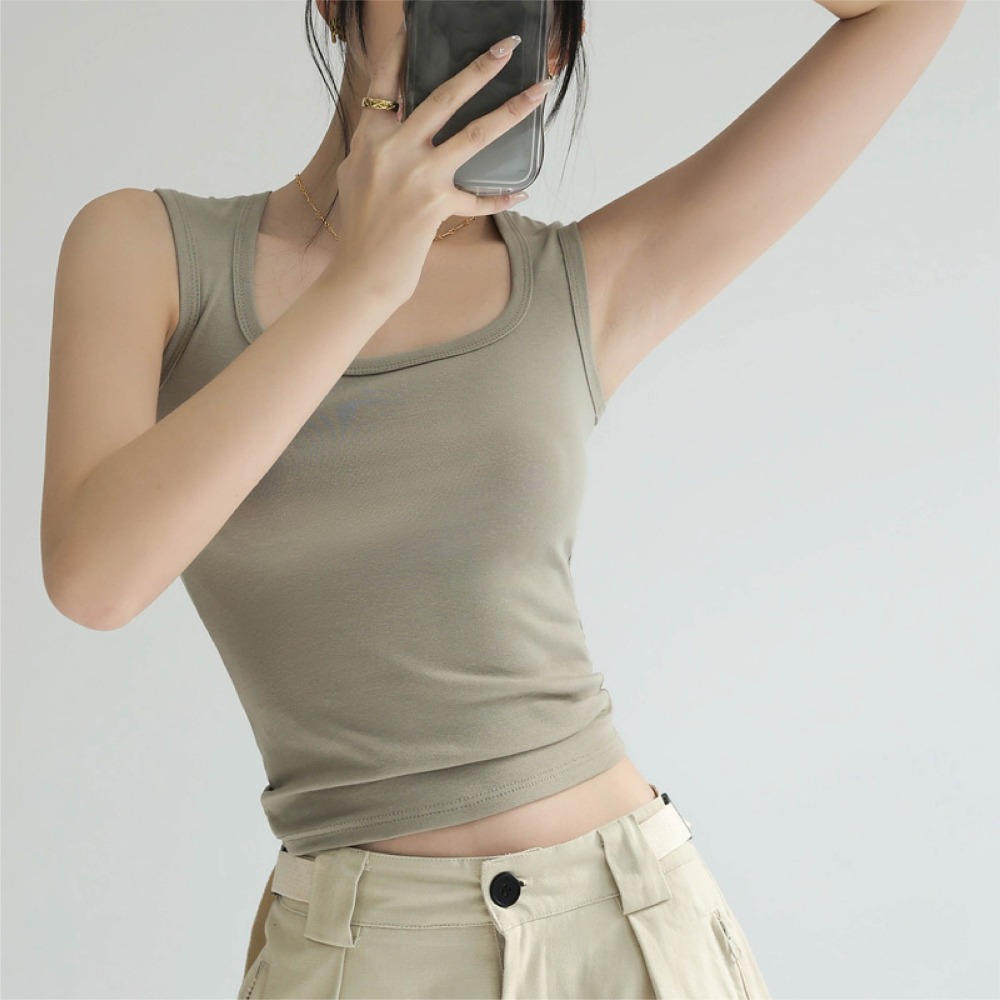 【限時購】【海麗娜】寬肩帶方領背心 無袖背心 小背心 遮副乳 西裝內搭 修身顯瘦百搭上衣 背心女 女裝【A1202】-細節圖8