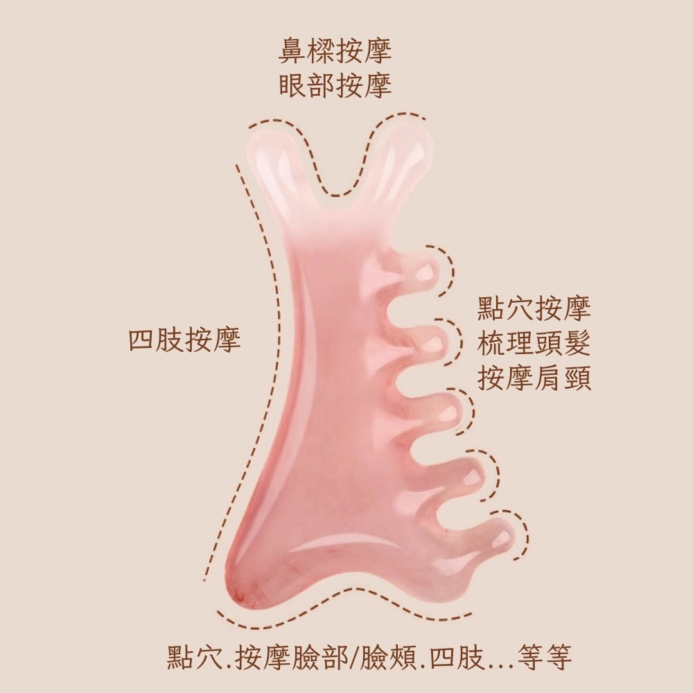 【海麗娜】四合一多功能按摩梳 刮痧板 經絡梳 刮痧 梳子 疏通經絡神器 面部頭皮按摩 生活小物【D107】-細節圖4