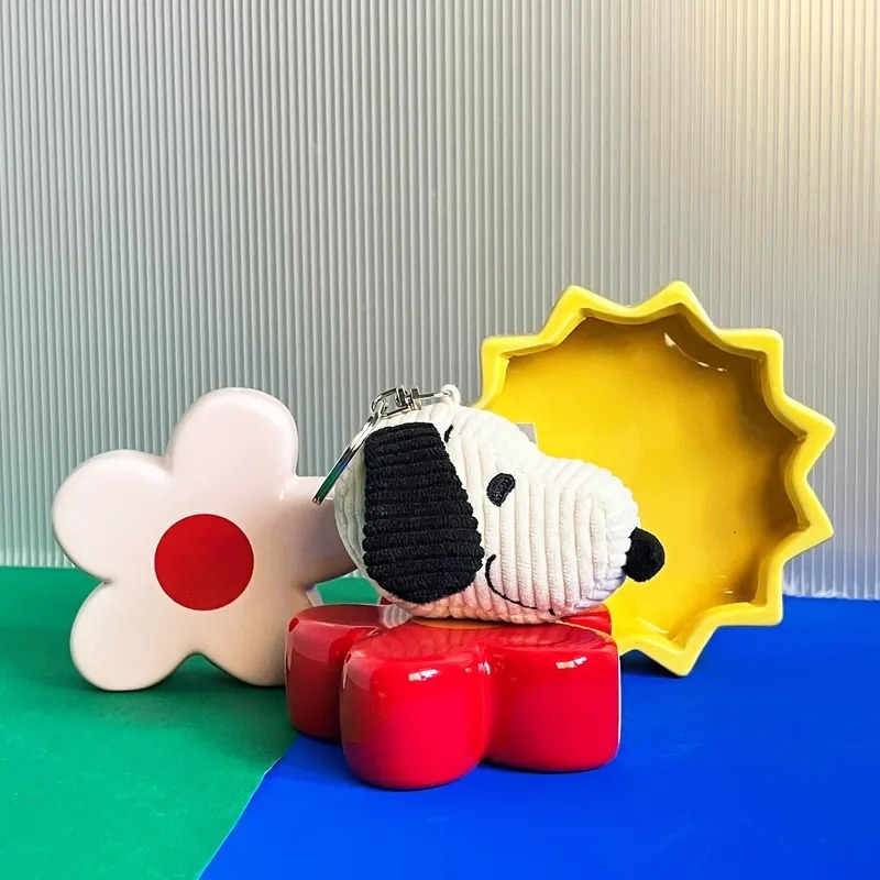BON TON TOYS｜Snoopy史努比燈芯絨鑰匙圈-奶油 4.5cm-細節圖5