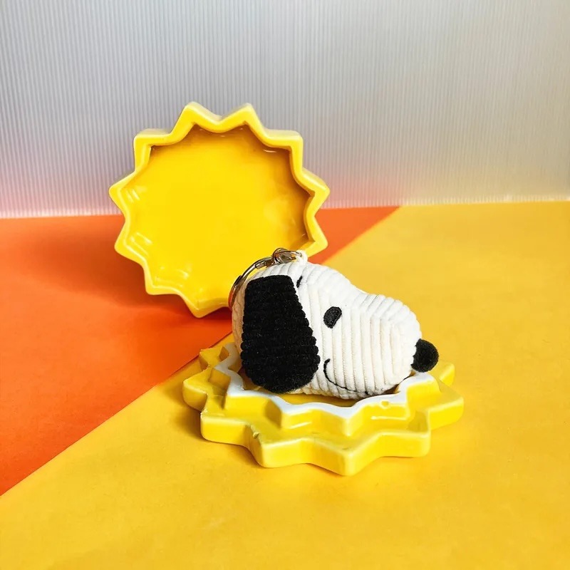 BON TON TOYS｜Snoopy史努比燈芯絨鑰匙圈-奶油 4.5cm-細節圖6