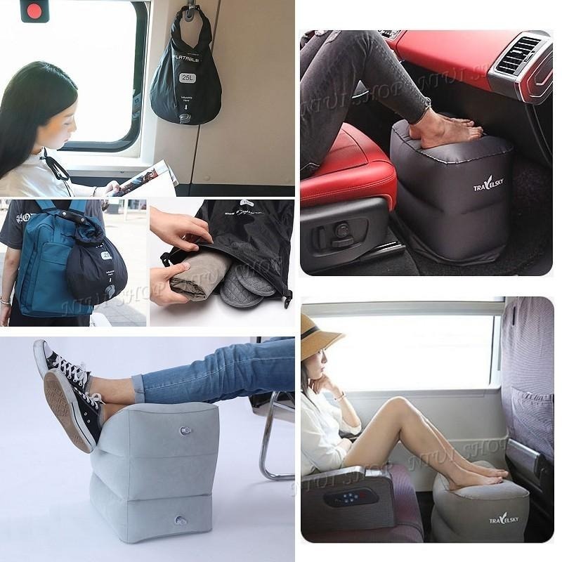 【NIUI SHOP】充氣腳踏墊 腳踏板 安全座椅腳踏墊 休息腳墊 充氣凳 可當汽座踏板 三層可調高度 收納方便 A1-細節圖5