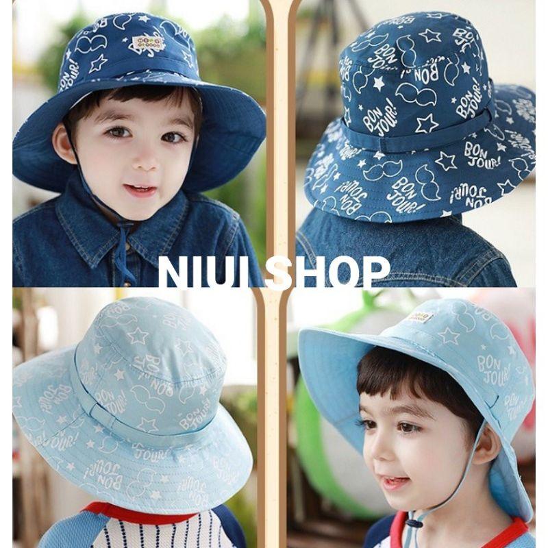 【NIUI SHOP】兒童漁夫帽/男女童帽/遮陽帽/防曬/防風(含棉質防風繩)-細節圖3