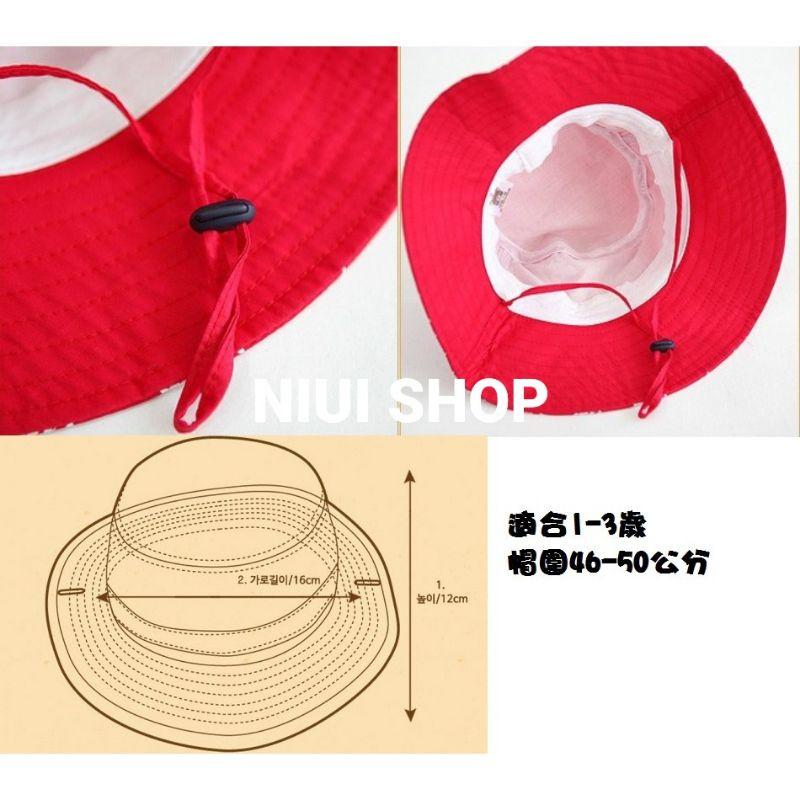 【NIUI SHOP】兒童漁夫帽/男女童帽/遮陽帽/防曬/防風(含棉質防風繩)-細節圖4