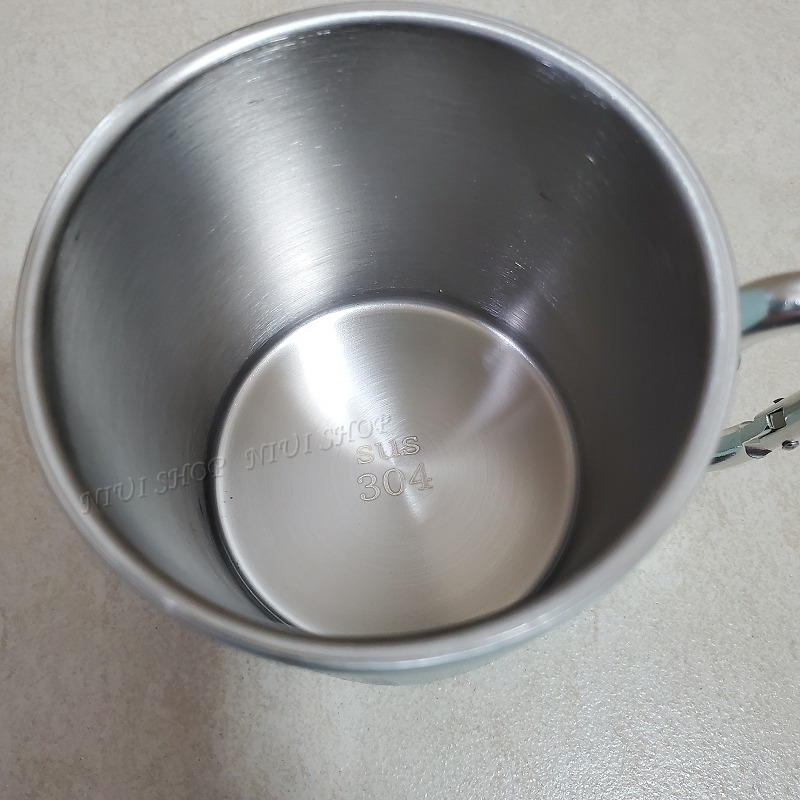 【NIUI SHOP】水杯 304不鏽鋼 露營水杯 隨手杯 漱口杯 咖啡杯 外出水杯 雙層隔熱 可掛包包 A1-細節圖3