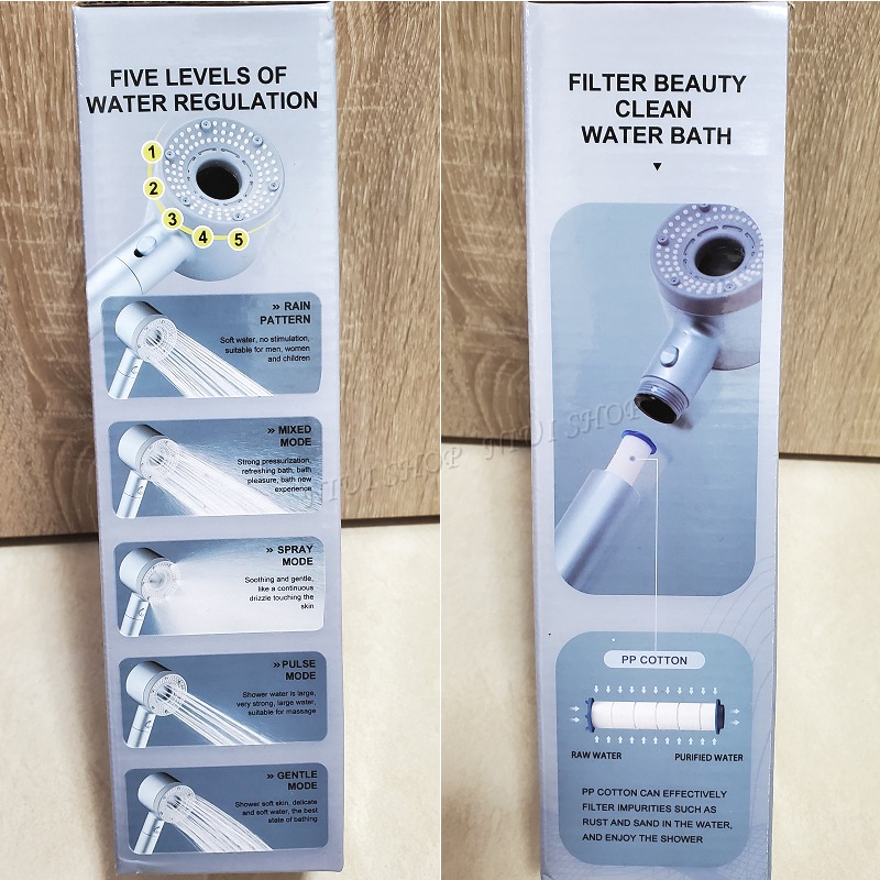 【NIUI SHOP】蓮蓬頭 淋浴頭 花灑 增壓蓮蓬頭 五檔模式 內附過濾芯 A1-細節圖2