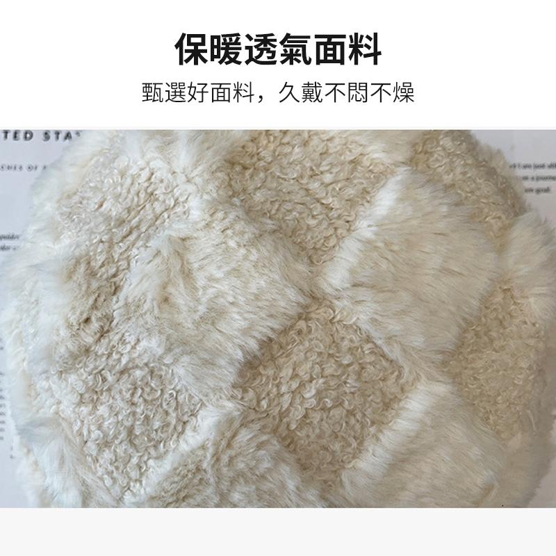 🔥台灣出貨🔥保暖漁夫帽 羊羔絨帽 羊羔毛帽 女漁夫帽 保暖毛帽 秋冬毛帽 毛絨帽 絨毛帽 格紋帽 漁夫帽 『小胖子購物』-細節圖9