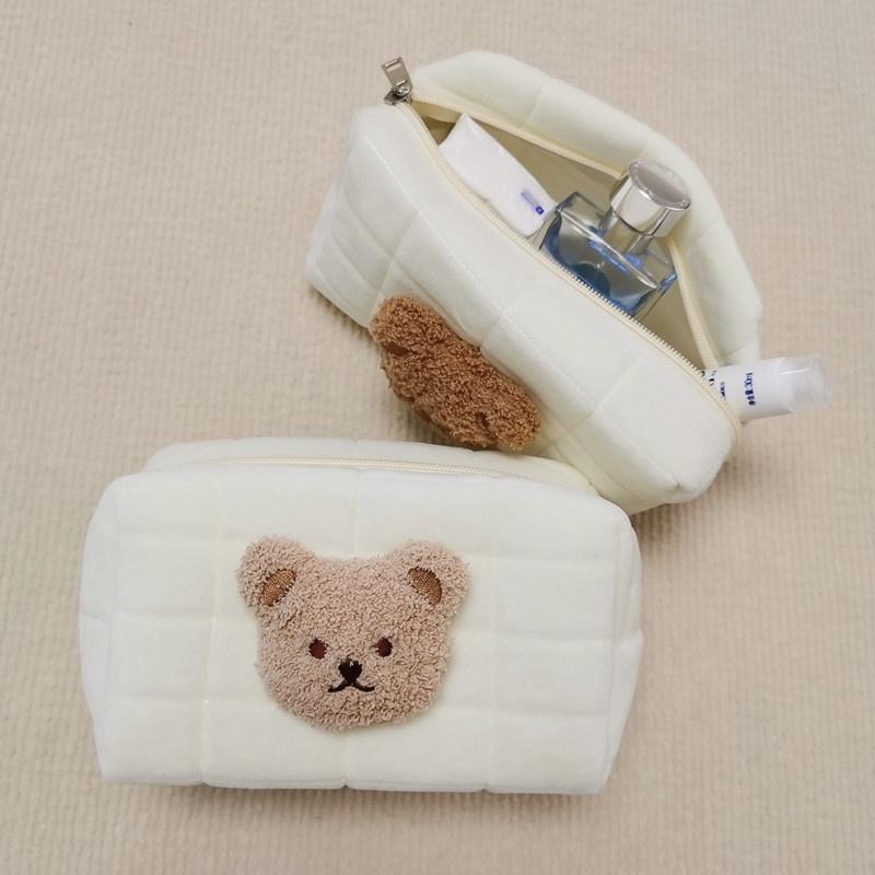 🔥快速出貨🔥泰迪熊化妝包 化妝包 收納袋 收納包  立體泰迪熊 筆帶 收納盒 少女風 熊熊 可愛造型 嬰兒用品收納-細節圖8