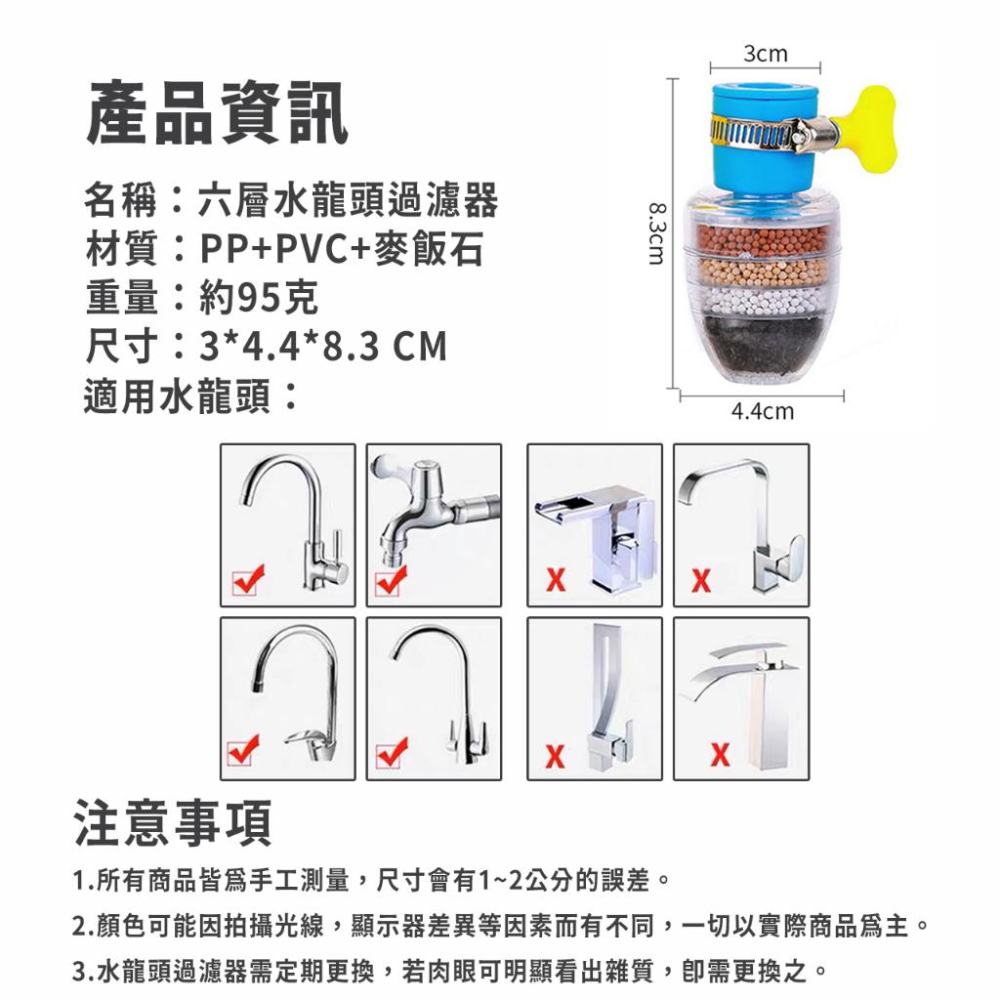 🔥台灣出貨🔥水龍頭過濾器省水器 麥飯石活性炭過濾 水龍頭濾水器 淨水器 六層過濾器 花灑防濺『小胖子購物』-細節圖9