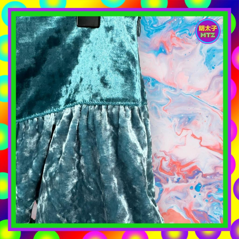 二手 CLASSIC TREND 藍色 絨布 層次 低腰 29 長裙 F1213 【明太子 古著應召站】-細節圖2