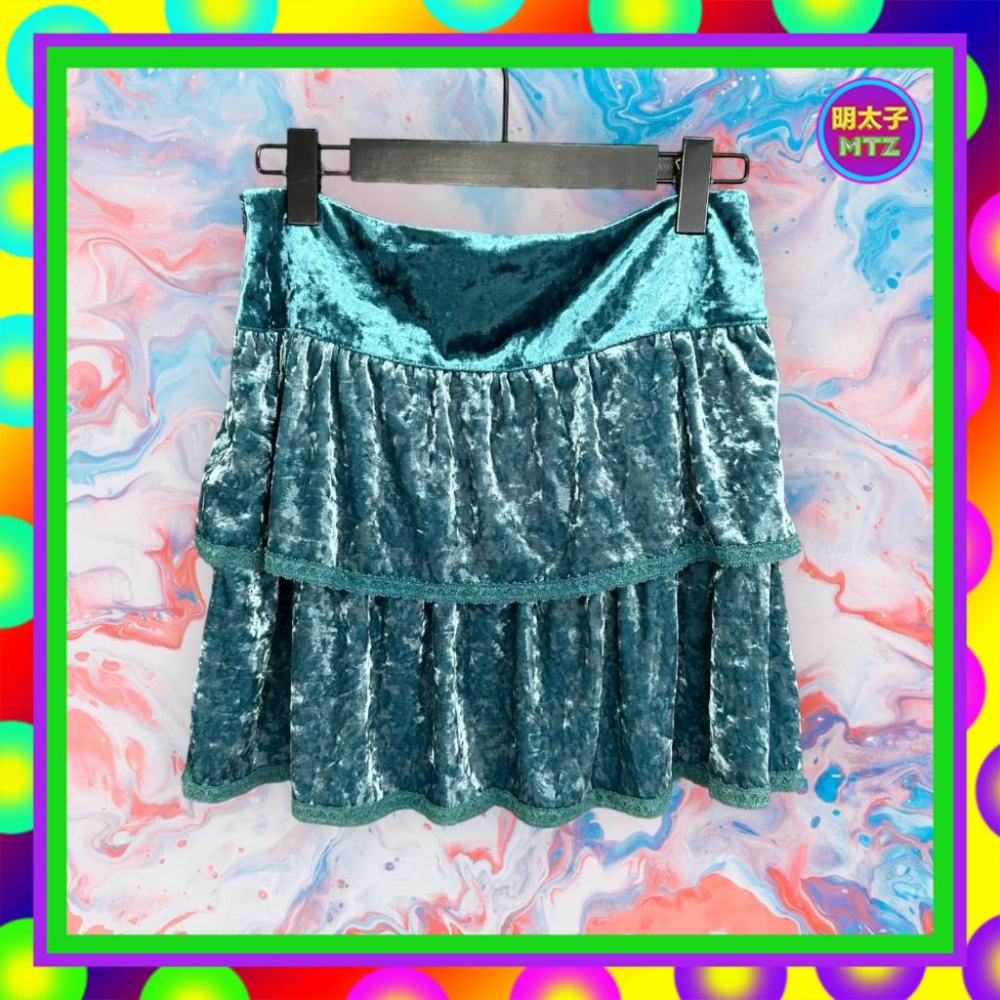 二手 CLASSIC TREND 藍色 絨布 層次 低腰 29 長裙 F1213 【明太子 古著應召站】-細節圖3