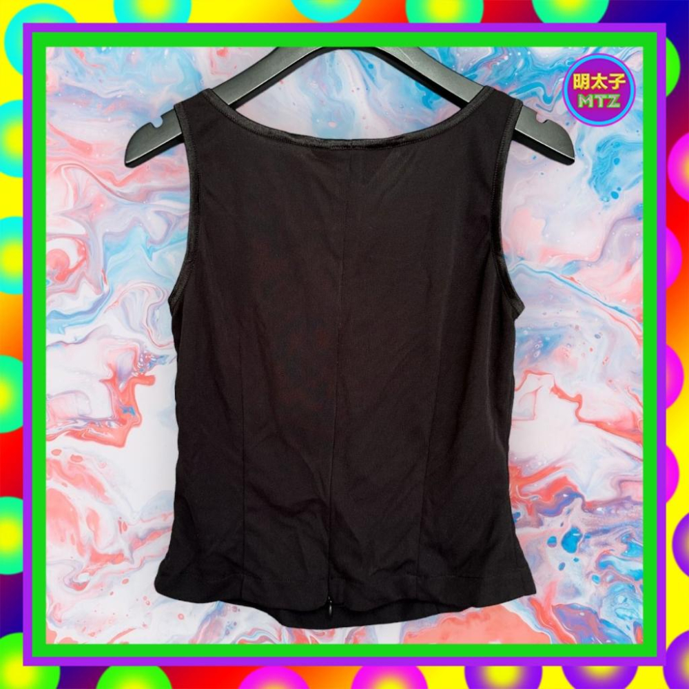 二手 FENNAIL 黑色 菱角網眼透洞 彈性 背心 F1213 【明太子 古著應召站】-細節圖3