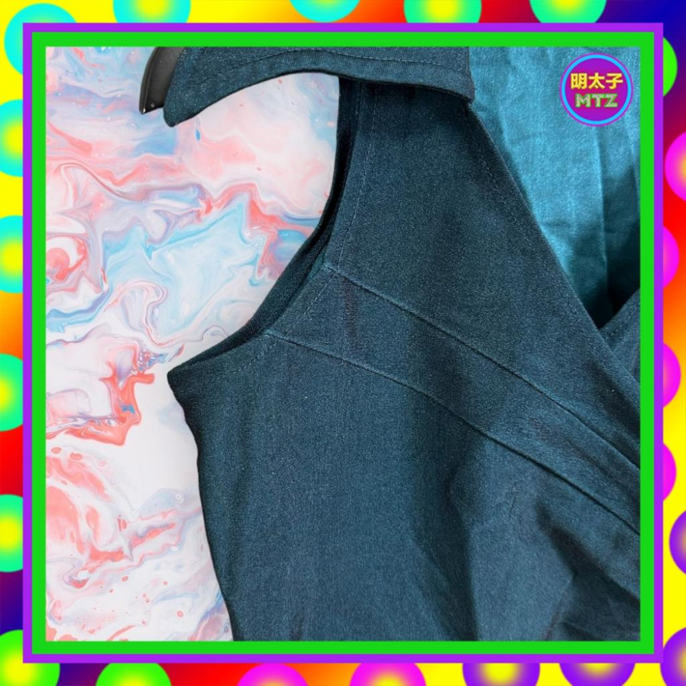 二手 ANADA 深藍珠光 削肩 彈性 短版 背心 F1201 【明太子 古著應召站】-細節圖2