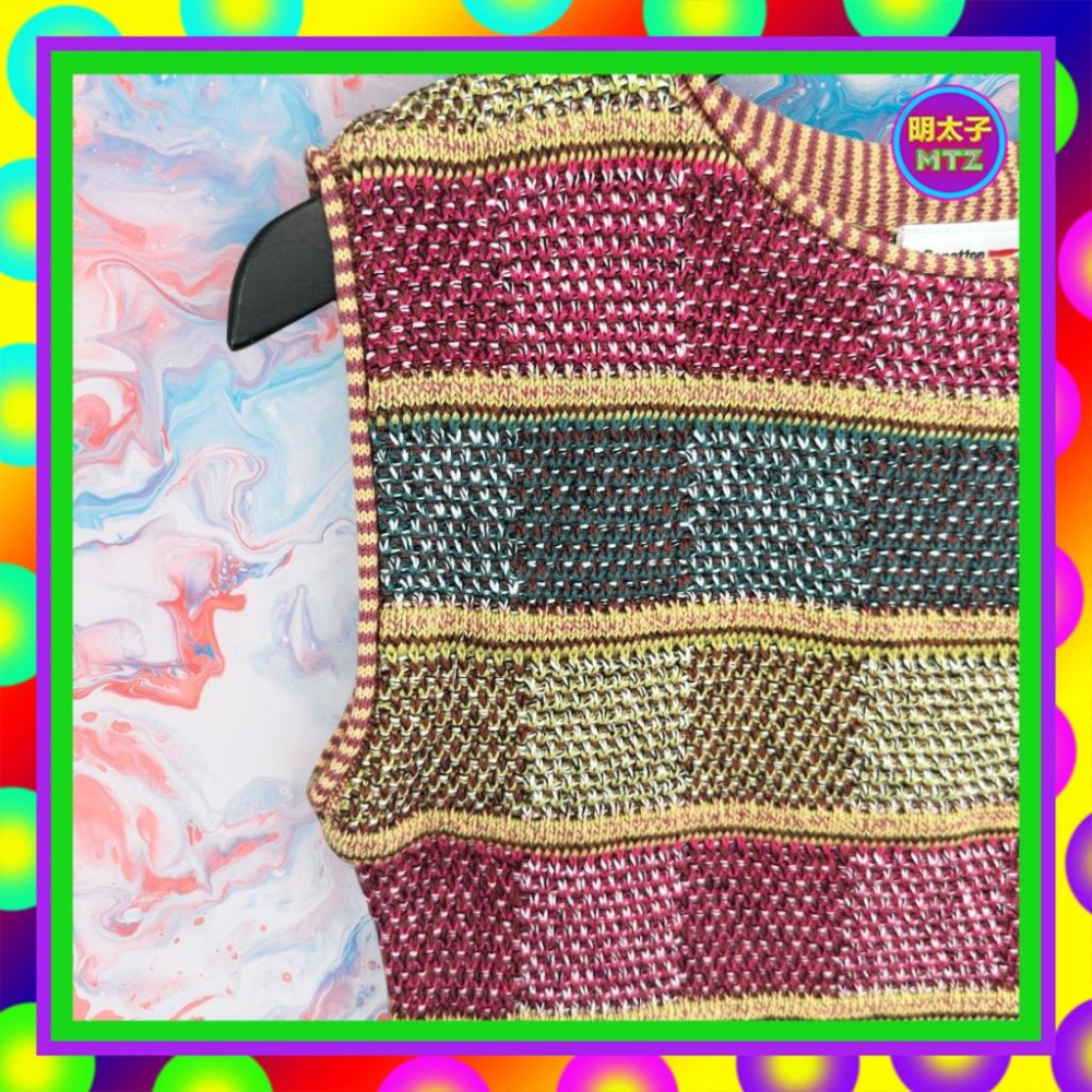 二手 BENETTON 彩色 針織 輕毛料 彈性 背心 F1127 【明太子 古著應召站】-細節圖3