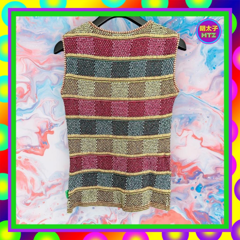 二手 BENETTON 彩色 針織 輕毛料 彈性 背心 F1127 【明太子 古著應召站】-細節圖4