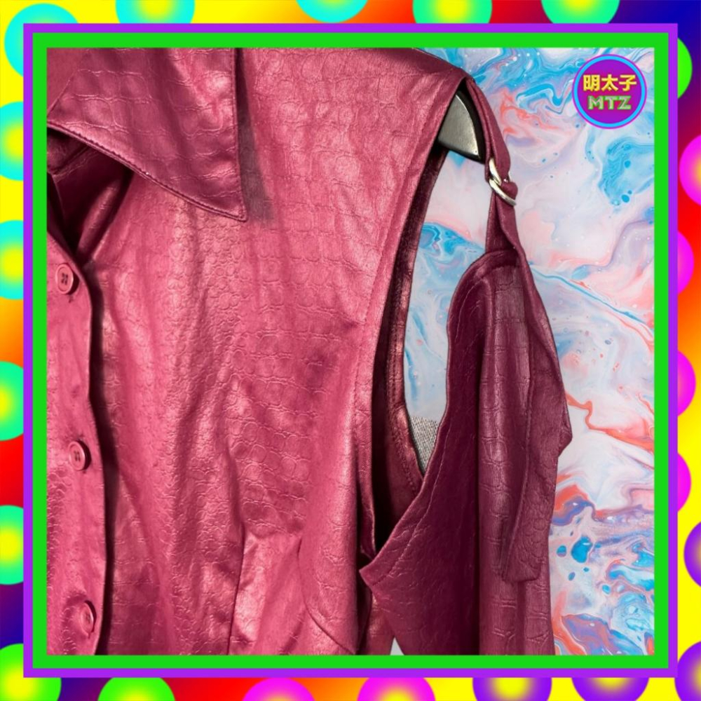 二手 BEST&T 紫色 蛇紋 彈性 微光澤 露臂 長袖 襯衫 F1124 【明太子 古著應召站】-細節圖2