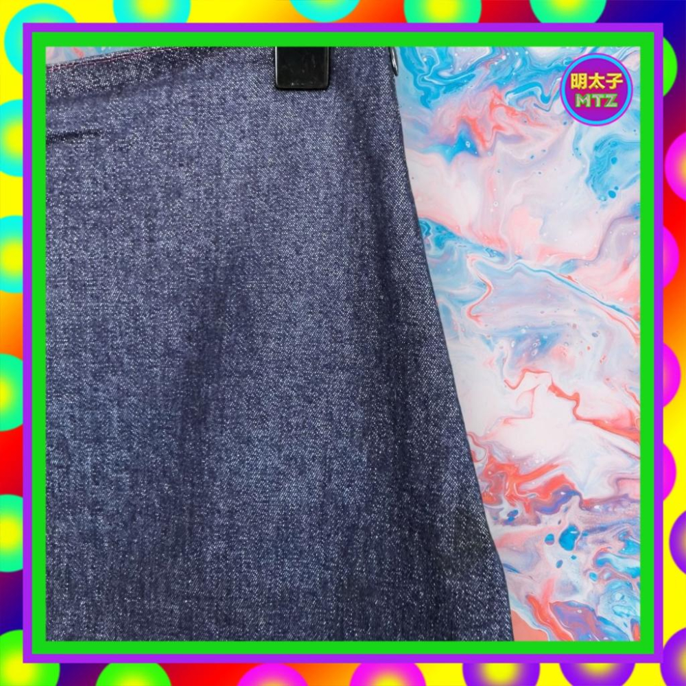 二手 法國製 AXARA 藍色 輕薄牛仔 彈性 高腰 25 長裙 F1124 【明太子 古著應召站】-細節圖3