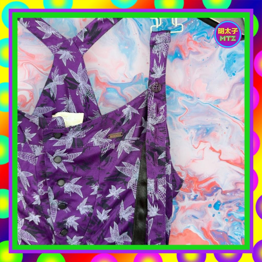 二手 DIESEL 紫色 印花 排釦 吊帶 彈性 背心 F1122 【明太子 古著應召站】-細節圖2