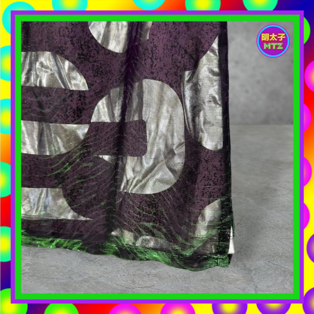 Custo Barcelona 西班牙製 紫綠變色 雙層 外薄紗 內燙銀微厚 鬆緊 高腰 27 短裙 F703-細節圖2