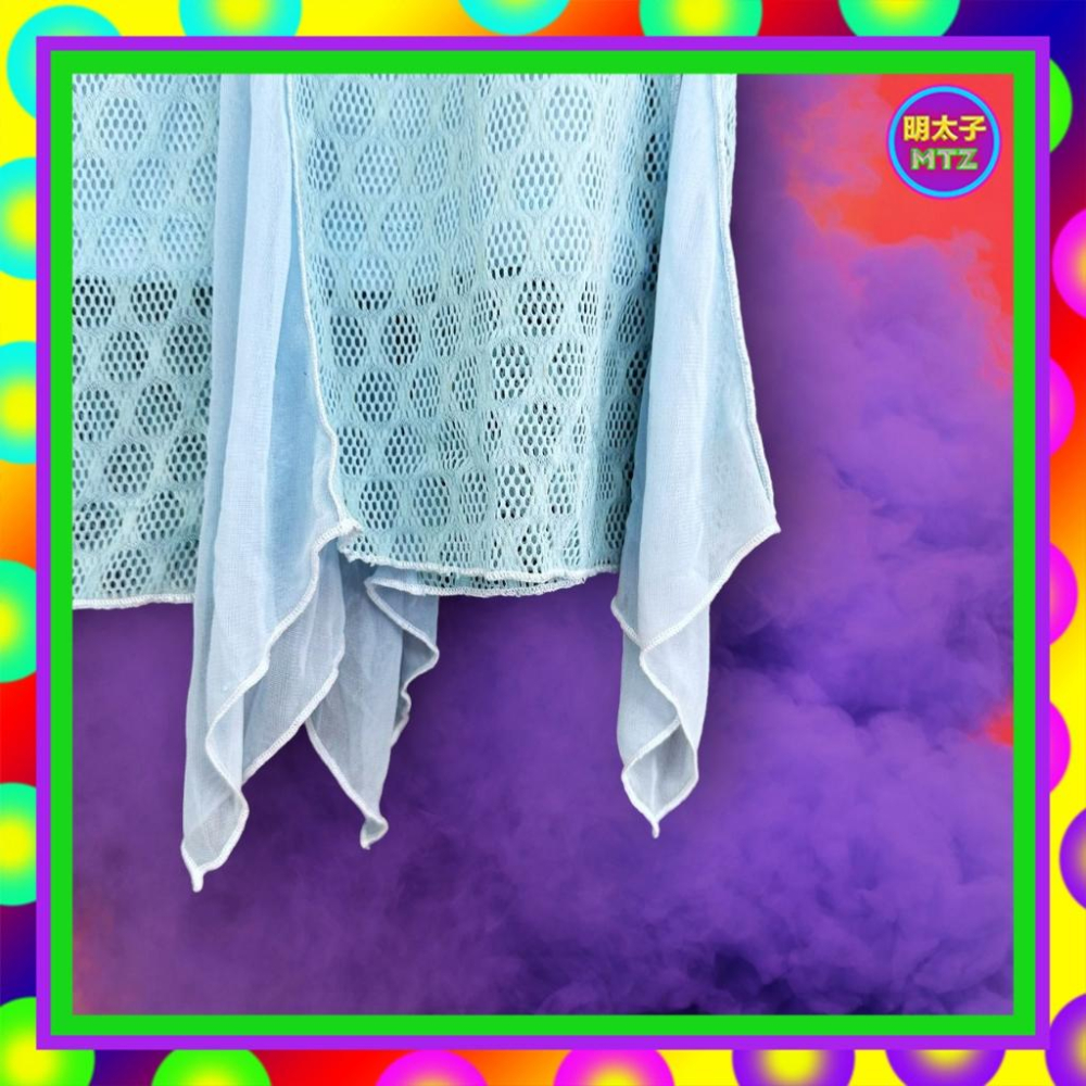 二手 BRETT 淺藍色 輕薄軟 網布 拼接 薄紗 彈性 鬆緊 低腰 27 短裙 F1115 【明太子 古著應召站】-細節圖3