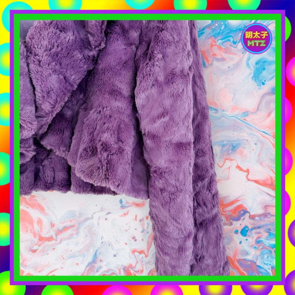 二手 RING 紫色 短毛絨 超級柔軟 微光澤 短版 仿皮草 外套 MG1 【明太子 古著應召站】-細節圖2