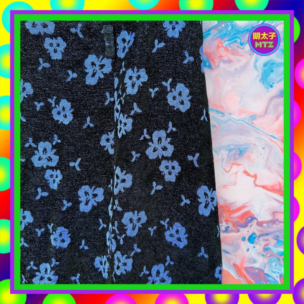 二手 BEIERDI 藍色 緹花 絨布 高腰 27 長裙 F1113 【明太子 古著應召站】-細節圖2