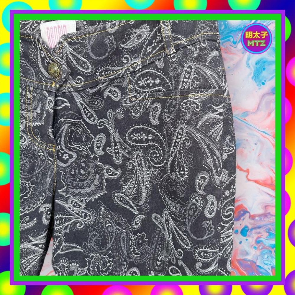 二手 BENPIN 深藍色 牛仔 織紋 微彈性 褲腳排釦 喇叭 低腰 28 長褲 F1110 【明太子 古著應召站】-細節圖2