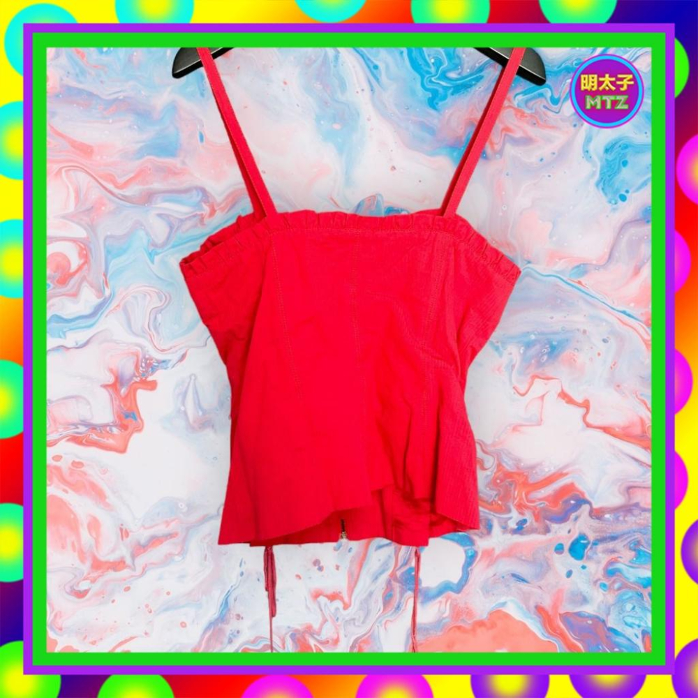 二手 AMOEBA 紅色 略挺 馬甲式 正面全拉鍊 背心  F1107 【明太子 古著應召站】-細節圖3