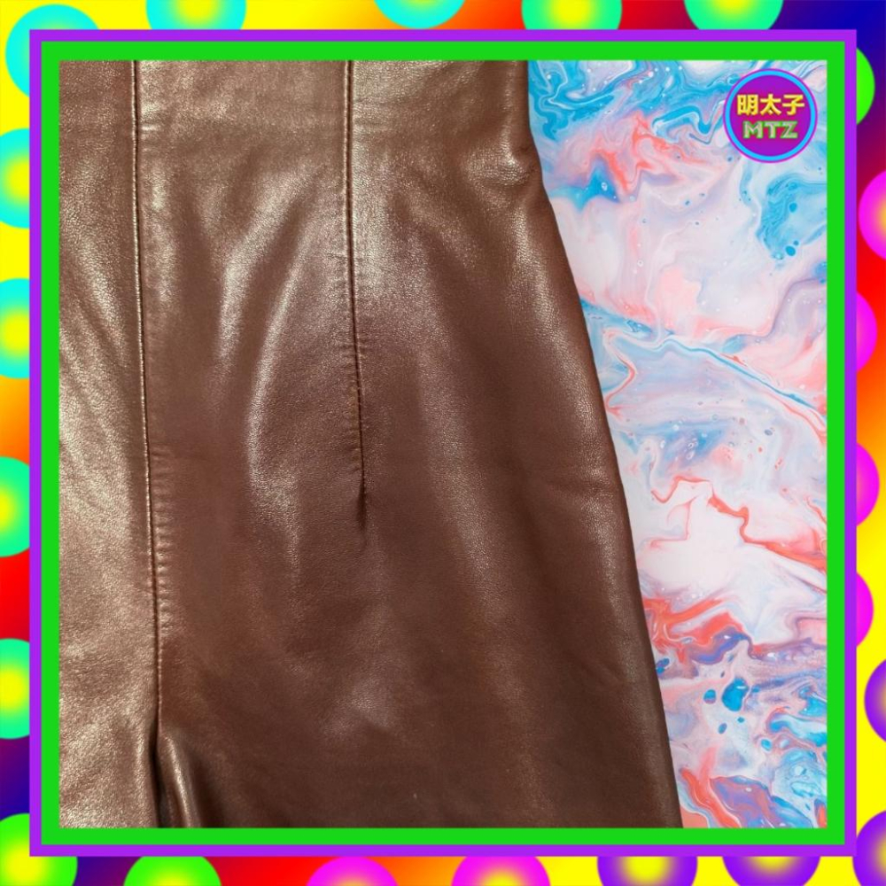 二手 BERNIS 咖啡色 仿皮 高腰 25 長褲 F1107 【明太子 古著應召站】-細節圖2