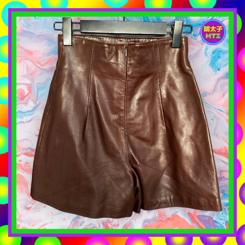 二手 BERNIS 咖啡色 仿皮 高腰 25 長褲 F1107 【明太子 古著應召站】-細節圖3