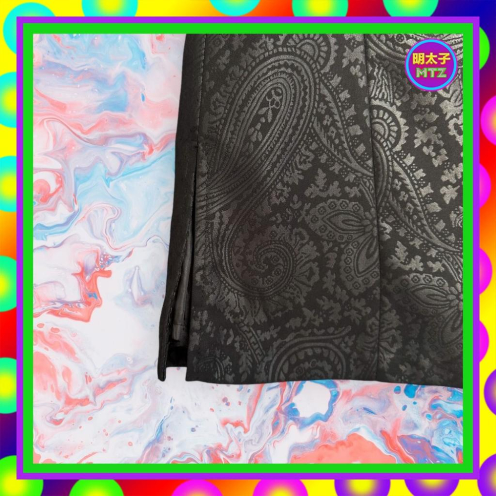 二手 2CV 黑色 輕薄 微亮面織紋 拼接 合身 高腰 26 短裙 F1107 【明太子 古著應召站】-細節圖2