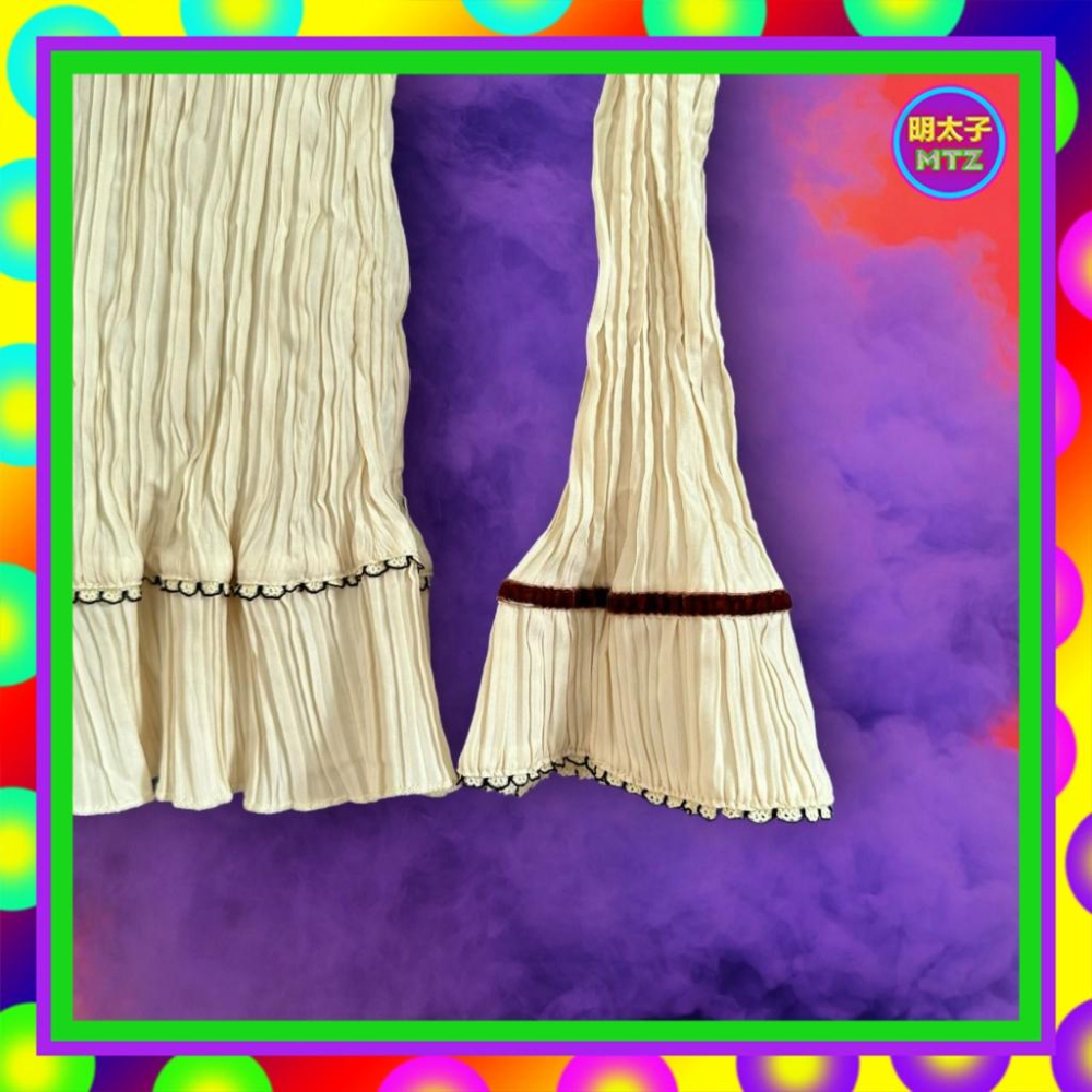 二手 MAGIC 米色 壓褶 彈性 長袖 襯衫 F1106 【明太子 古著應召站】-細節圖2