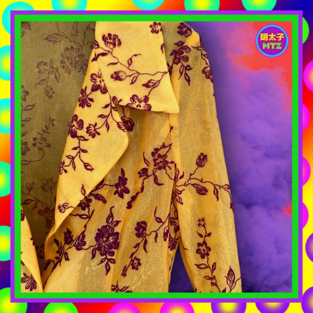 二手 LIEY 棕橘色 閃耀 印花絨 略透 彈性 腰身 單釦 外套 F1101 【明太子 古著應召站】-細節圖2