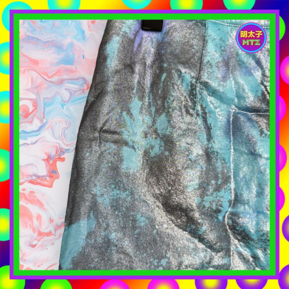 二手 BOM SHIC 藍灰配色 斑駁印花 珠光 薄鋪棉 高腰 26 短裙 F1101 【明太子 古著應召站】-細節圖2