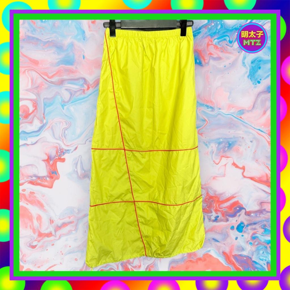 二手 BE U 綠色 風衣材質 抽繩 鬆緊 26 長裙 F1027 【明太子 古著應召站】-細節圖4