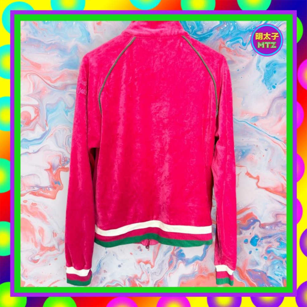 二手 TOMMY HILFIGER 桃紅色 絨布 彈性 拉鍊 輕薄 外套 F1023 【明太子 古著應召站】-細節圖4