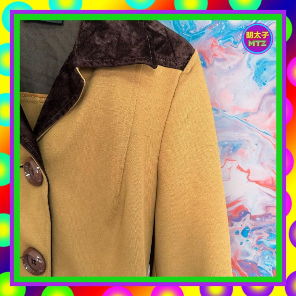 二手 SANDRO 棕咖配色 略彈性 拼接 絨布 輕薄 外套 F1023 【明太子 古著應召站】-細節圖2