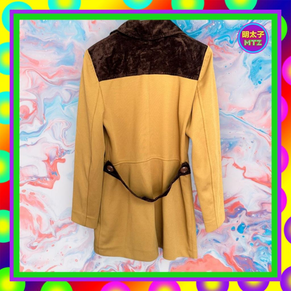 二手 SANDRO 棕咖配色 略彈性 拼接 絨布 輕薄 外套 F1023 【明太子 古著應召站】-細節圖3