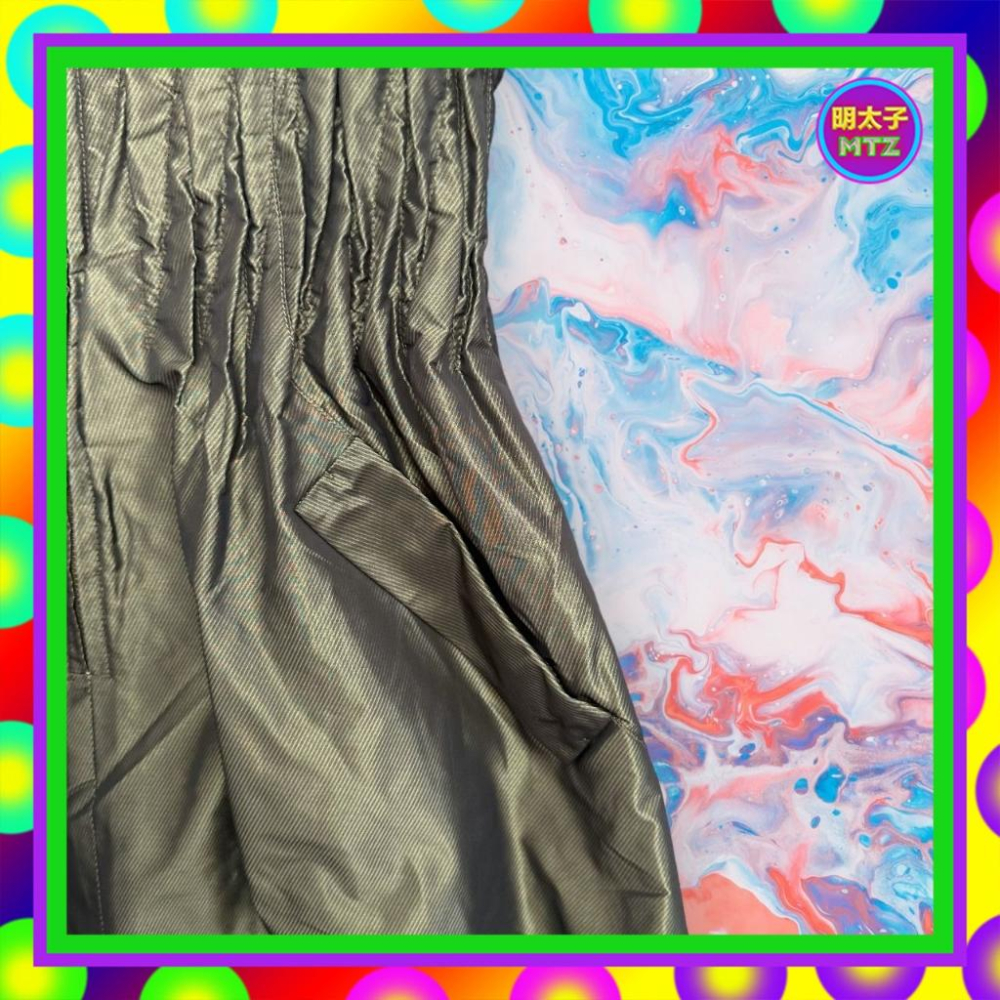 二手 VILLE 墨綠色 亮面 風衣材質 口袋 腰身 輕薄 外套 F1023 【明太子 古著應召站】-細節圖3