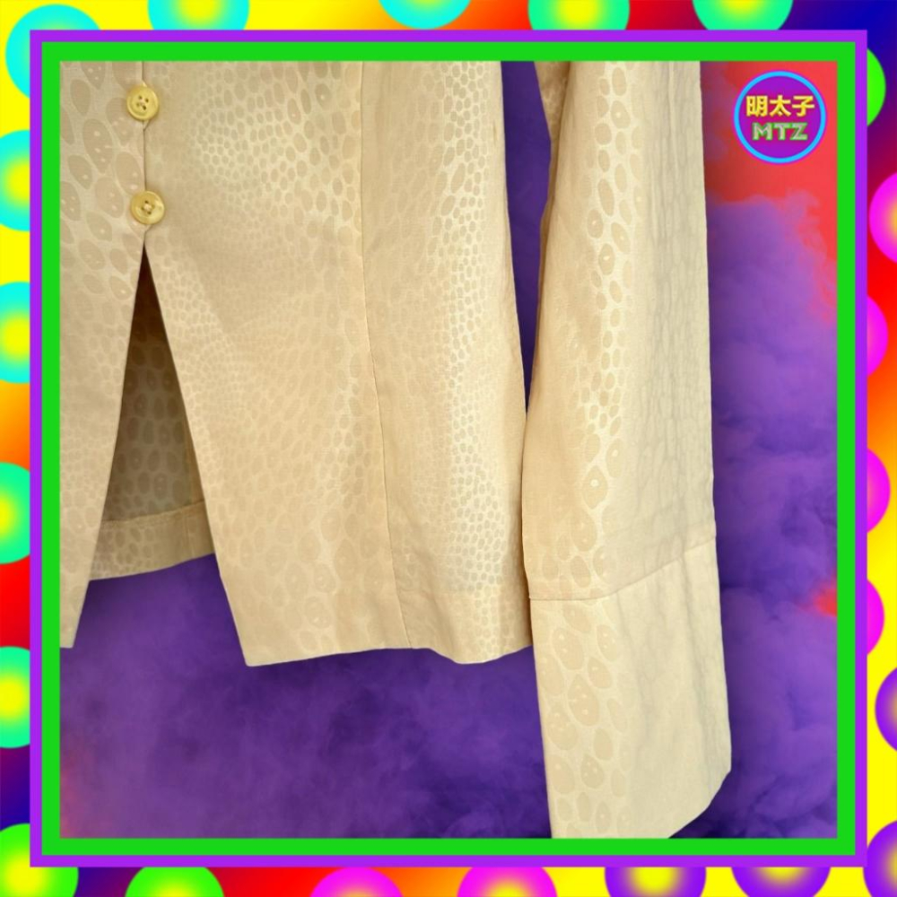 二手 HONOR 淺棕色 微亮面 織紋 輕薄 微彈性 仿舊版型 長袖 襯衫  F1018 【明太子 古著應召站】-細節圖3