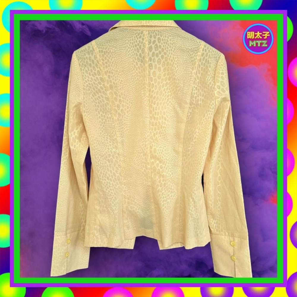 二手 HONOR 淺棕色 微亮面 織紋 輕薄 微彈性 仿舊版型 長袖 襯衫  F1018 【明太子 古著應召站】-細節圖4