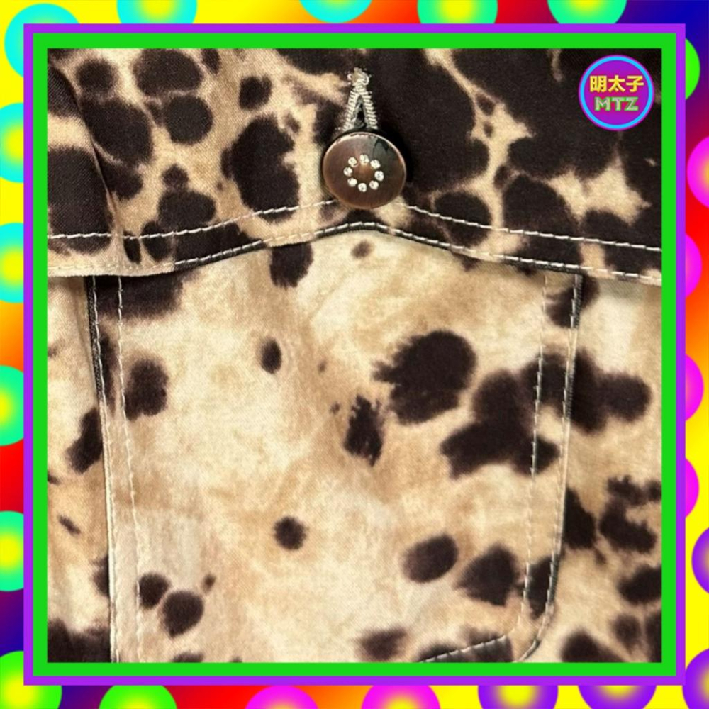 二手 BERNIS 棕咖配色 斑點印花 微厚挺 微彈性 微亮面 口袋 合身 背心 F925 【明太子 古著應召站】-細節圖2